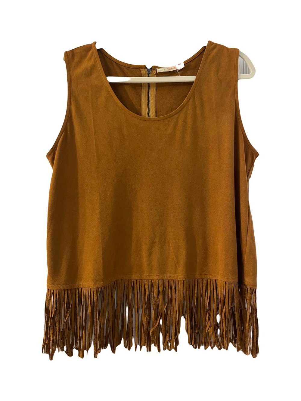 Izzy & Lola Cognac Fringe Tank Top